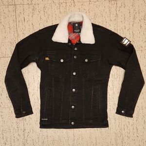 G-Star Raw Aviator Style Button Down Sherpa Collared Denim Jean Jacket